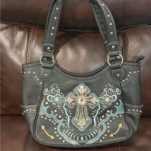 Black Embellished Women's Concealed Carry Bag